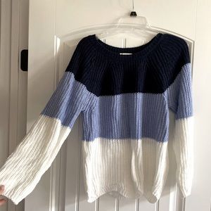 Blue and white sweater